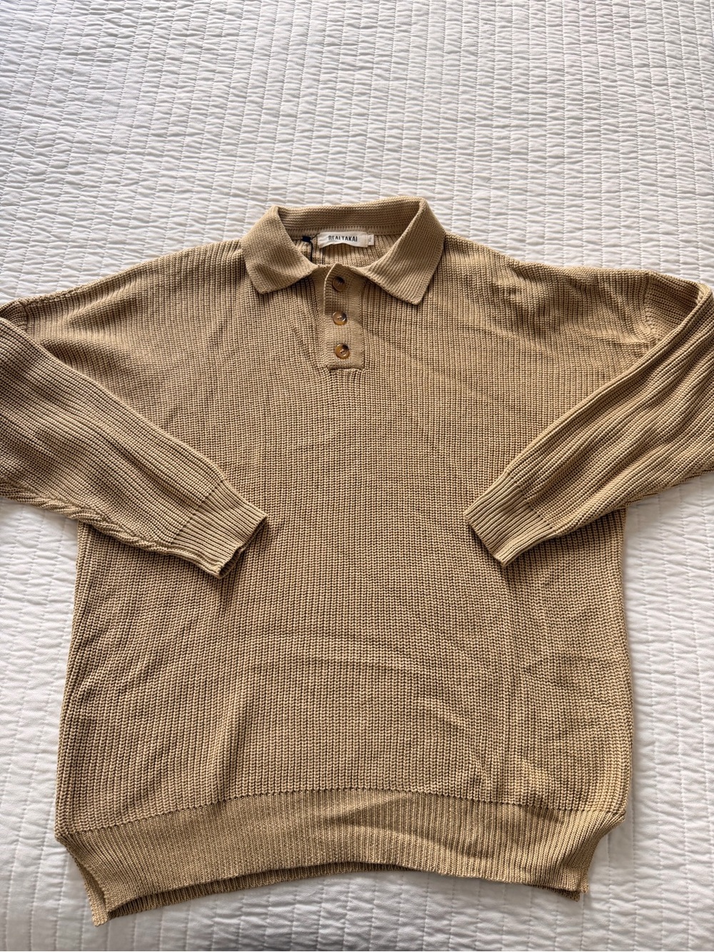 Men's Knit Polo Sweater in Tan